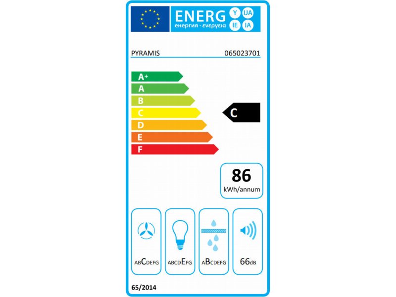 PYRAMIS 065023701 Απορροφητήρας Πτυσσόμενος Turbo 60cm Λευκός / 650 m³/h 0015710