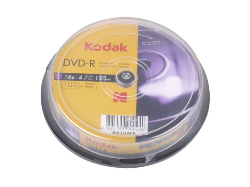 KODAK DVD-R 10-Pack 16x 4.7GB, 10-pack cakebox 0019083