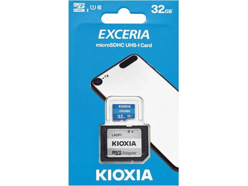 KIOXIA LMEX1L032GG2 Exceria Memory Card With Adapter 32 GB MicroSDHC Class 10 UHS-I 0025039