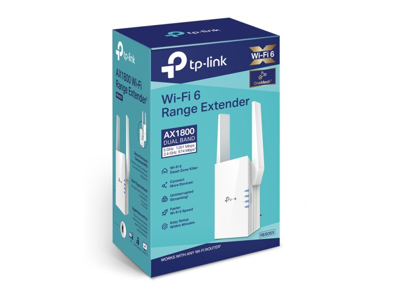 TP-LINK RE605X AX1800 v2 WiFi Extender Dual Band (2.4 & 5GHz) 1750Mbps 0032875