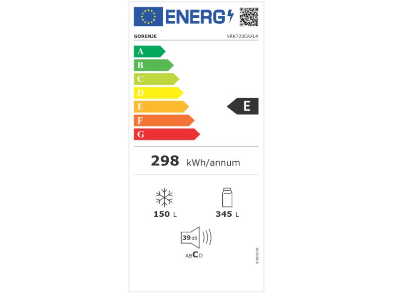 GORENJE NRK720EAXL4 Ψυγειοκαταψύκτης 495lt NoFrost Υ200xΠ70.4xΒ69.4εκ. Inox 0033294