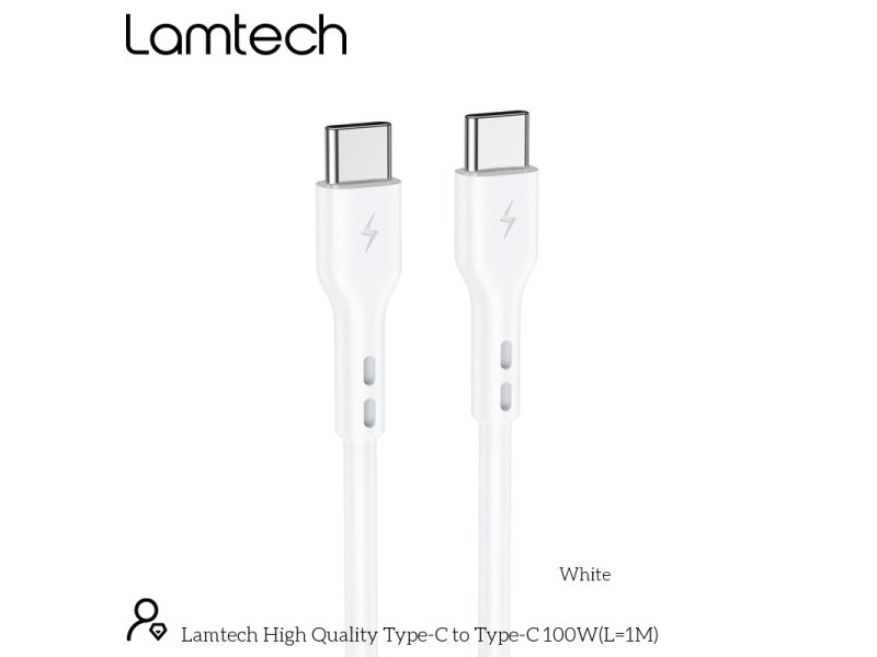 LAMTECH LAM023657 CABLE TYPE C TO TYPE C  100W FAST CHARGE 1M 0034343