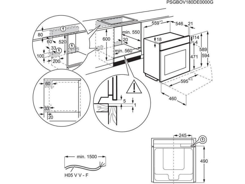 AEG BCE556360B Φούρνος άνω Πάγκου 71lt χωρίς Εστίες Π59.5εκ. Μαύρος 0034557