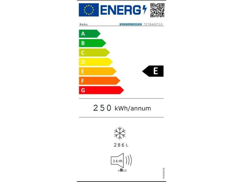 BEKO B3RMFNE314W Όρθιος Καταψύκτης 286lt ( Υ x Π x Β: 185 x 59.5 x 65cm) Λευκός 0034696