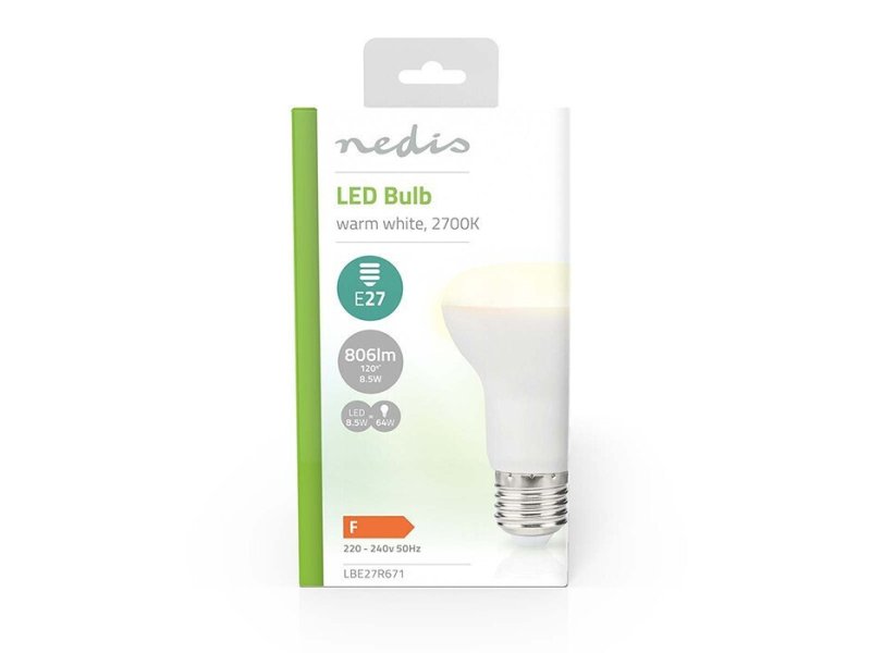 NEDIS LBE27R671 Λάμπα LED, Ε27, R63, 8.5W, θερμό λευκό φως και 806 lumen. 0037777