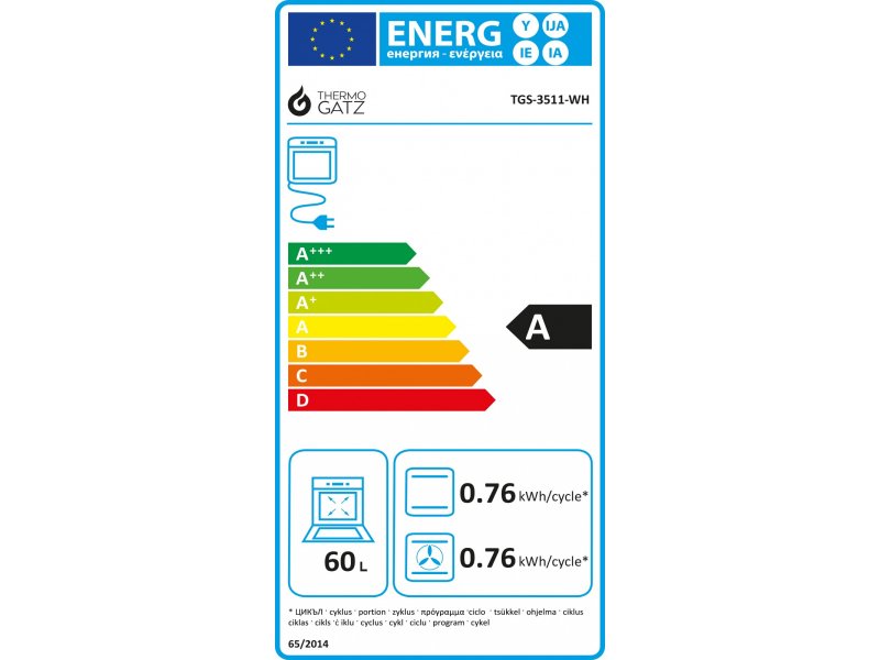 THERMOGATZ TGS-3511 WH6402 Κουζίνα Μικτή 60lt με Εστίες Υγραερίου & Ρεύματος Π60εκ. Λευκή 0040390