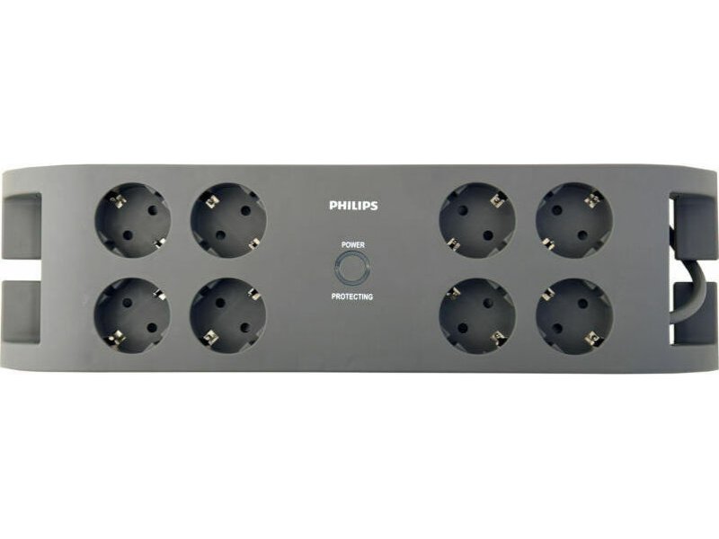 PHILIPS SPN3180A/GRS Πολύπριζο Ασφαλείας 8 Θέσεων με Διακόπτη και Καλώδιο 2m Γκρι 0040547