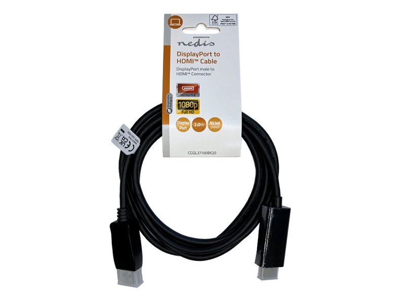 NEDIS CCGL37100BK20 Displayport Καλώδιο Αρσ - HDMI Connector 1080p 2.00m Μαύρο 0040787