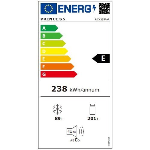 PRINCESS RCX 355 PAR Ψυγειοκαταψύκτης 290lt Total NoFrost Υ185xΠ59.5xΒ60εκ. Inox 0039192