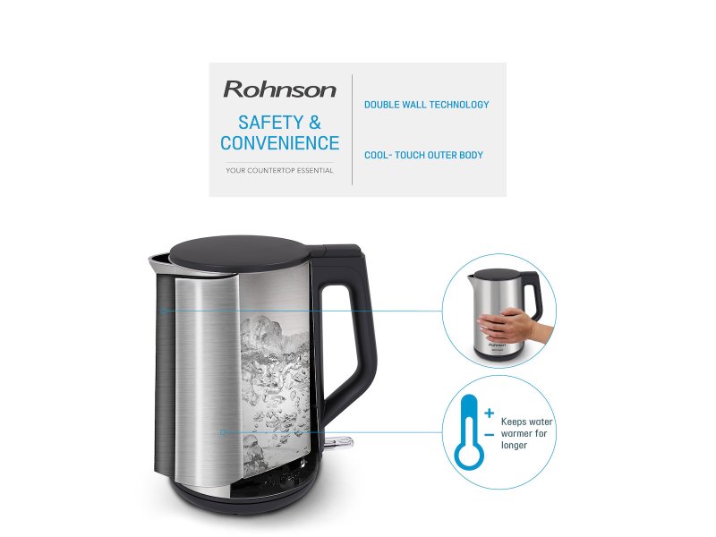 ROHNSON R-7530 Βραστήρας 1.5lt 2200W Ασημί 0038597