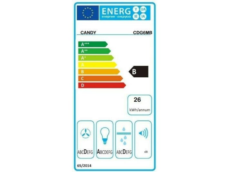 CANDY CDG6MB Απορροφητήρας Καμινάδα 60cm Μαύρος - 310m³/h 0032075