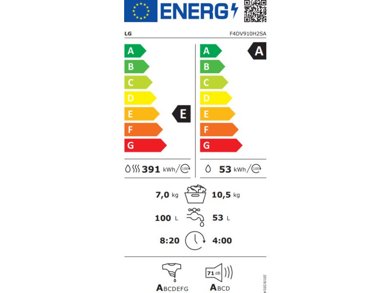 LG F4DV910H2SA Πλυντήριο-Στεγνωτήριο Ρούχων 10.5kg/7kg Ατμού 1400 Στροφές με Wi-Fi 0033069