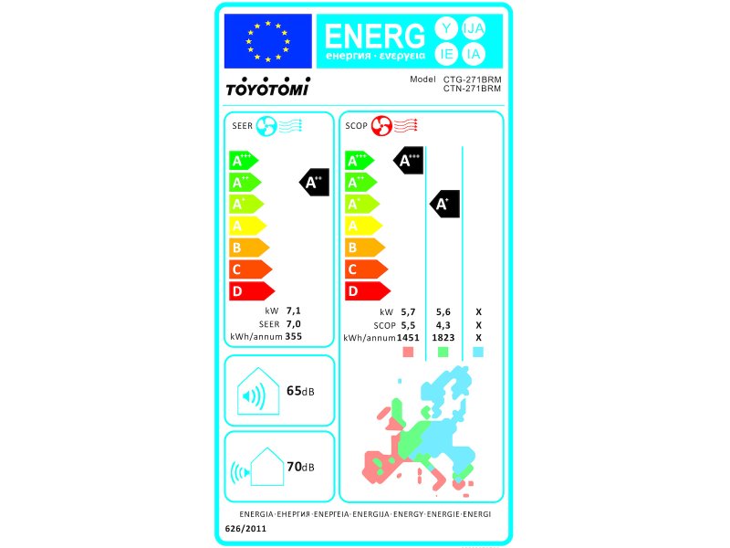 TOYOTOMI Erai CTN/CTG-271BRM Κλιματιστικό Inverter 24000 BTU A++/A+ με Ιονιστή και WiFi Midnight Blue 0033896