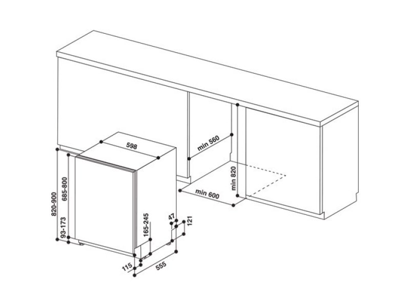 WHIRLPOOL WIC 3C33 PFE Πλήρως Εντοιχιζόμενο Πλυντήριο Πιάτων για 14 Σερβίτσια Π59.8xY82εκ. Inox 0035274