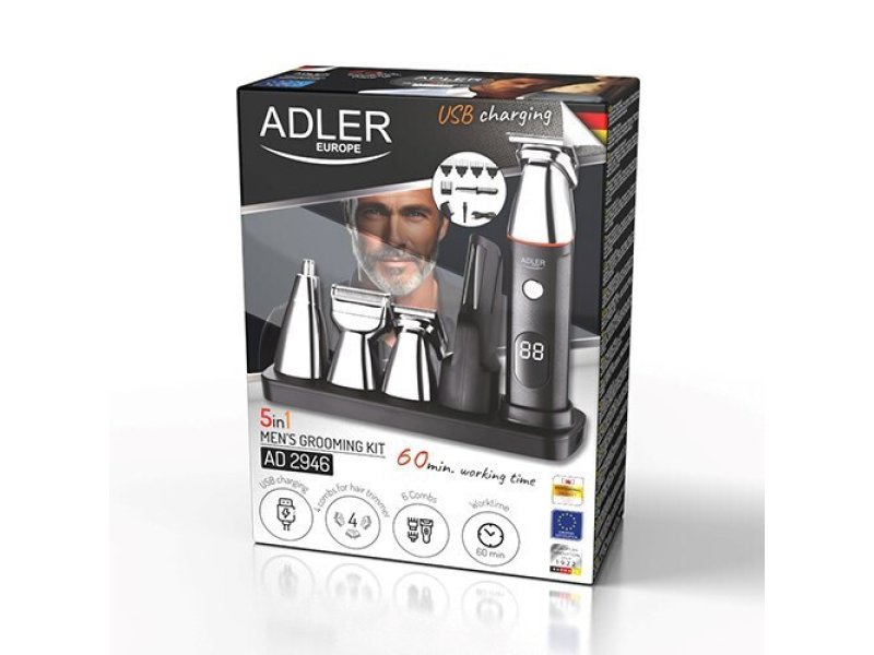 ADLER AD-2946 Σετ Επαναφορτιζόμενης Κουρευτικής Μηχανής Γκρι 0038951