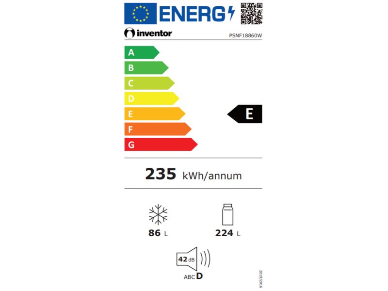 INVENTOR PSNF18860W Ψυγειοκαταψύκτης Total NoFrost Υ188xΠ59.5xΒ63εκ. Λευκός 0039084