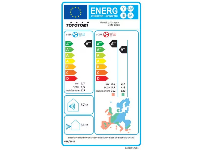TOYOTOMI UTN/UTG-09CH Umi Κλιματιστικό Inverter 9000 BTU A+++/A++ με Ιονιστή και WiFi 0039124