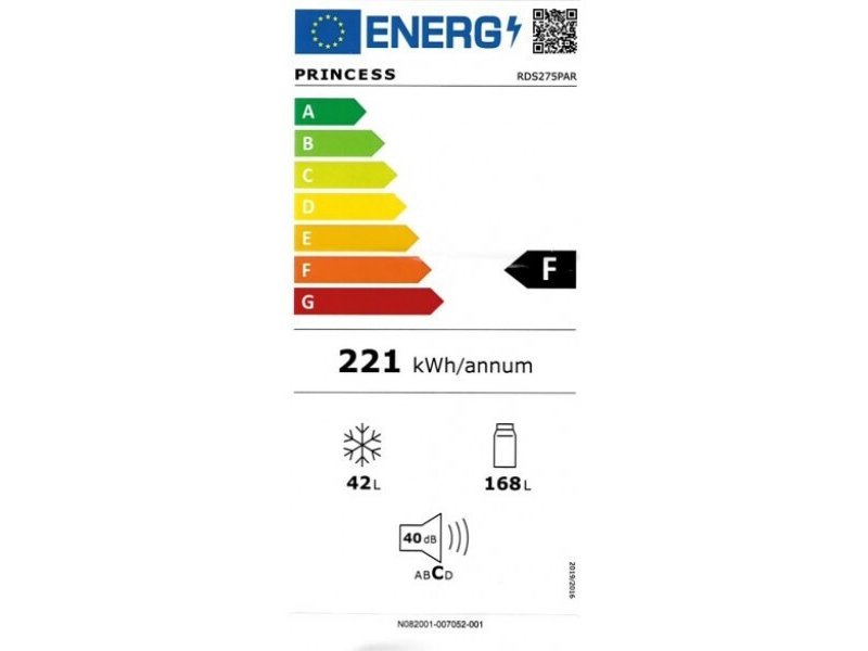 PRINCESS RDS275EPAR Ψυγείο Δίπορτο 210lt Υ143xΠ55xΒ55εκ. Inox 0039703