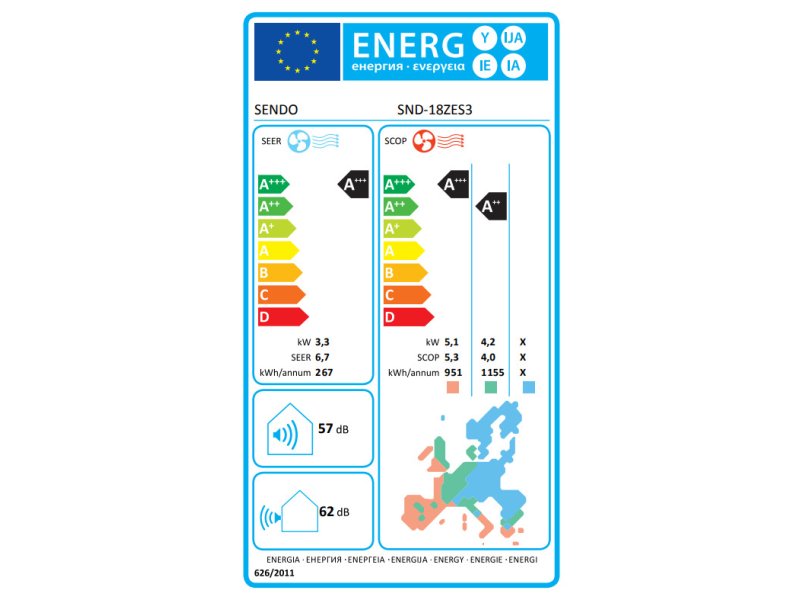 SENDO ZEAS 3 SND-18ZES3-ID/SND-18SFU-OD Κλιματιστικό Inverter 18000 BTU (18άρι) 0039704