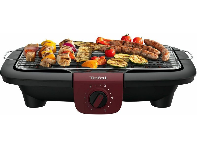 TEFAL BG90E5 BBQ Easygrill Επιτραπέζια Ηλεκτρική Ψησταριά Σχάρας 2300W με Ρυθμιζόμενο Θερμοστάστη 37x23.5εκ. 0040132