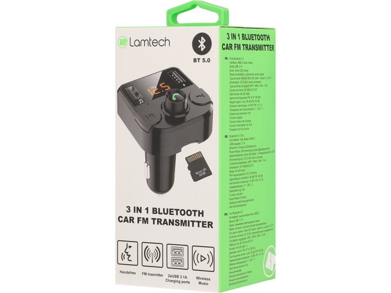 LAMTECH LAM114390 FM Transmitter Αυτοκινήτου με USB / Bluetooth 0040459