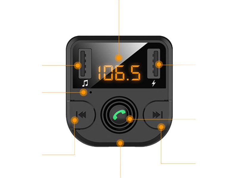 LAMTECH LAM114390 FM Transmitter Αυτοκινήτου με USB / Bluetooth 0040459