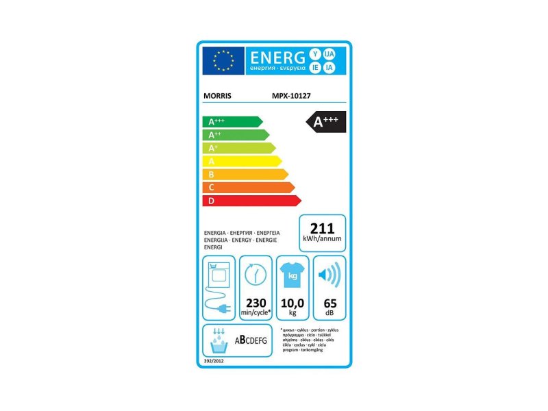 MORRIS MPX-10127 Στεγνωτήριο 10kg A+++ με Αντλία Θερμότητας 0040493