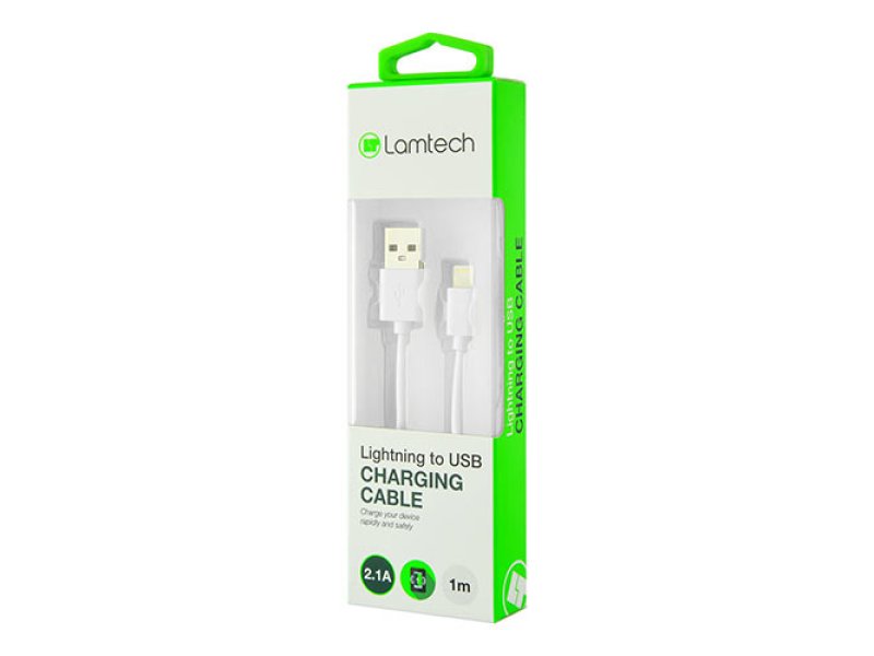 LAMTECH LAM439881 DATACABLE for  iPhone 5/6/7 iPad Mini & Air 1m (non MFi) - White 0014614