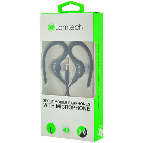 LAMTECH LAM020212 Sport Mobile Earphones with Mic Black 0016287