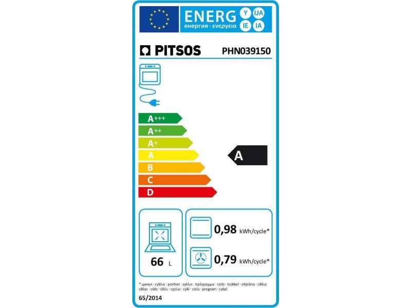 PITSOS PHN039150 Ηλεκτρική Κεραμική Κουζίνα 66 lt - 60 cm Inox 0017688